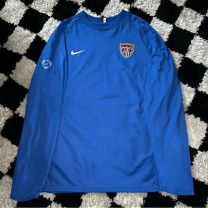 VTG Nike Therma Fit USA Soccer Vented Pullover Sweatshirt Mens Large Jersey Blue